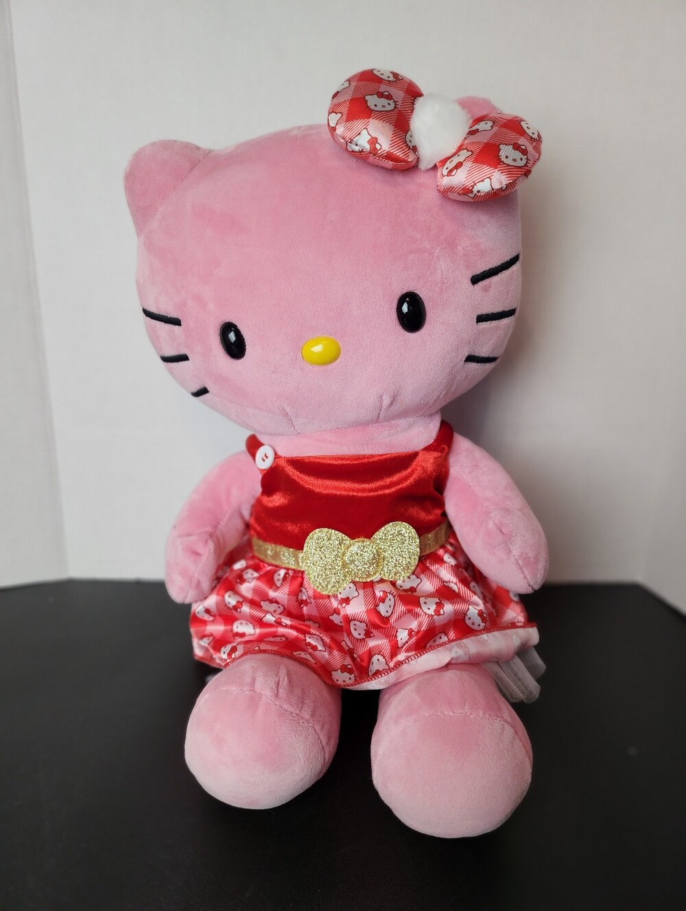 Build A Bear Hello Kitty  Holly Jolly Red Gingham Dress Hello Kitty